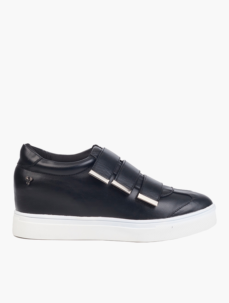 Faux leather sneakers womens 2025 black